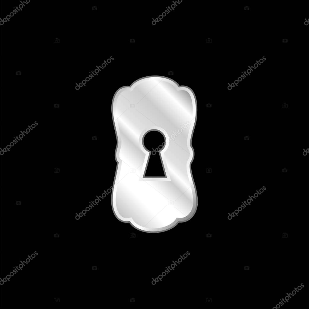 Big Keyhole Black Shape silver plated metallic icon