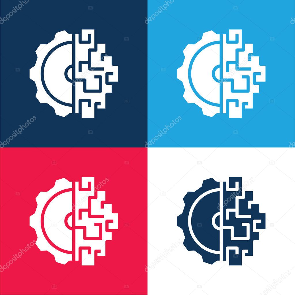 Brainstorming blue and red four color minimal icon set