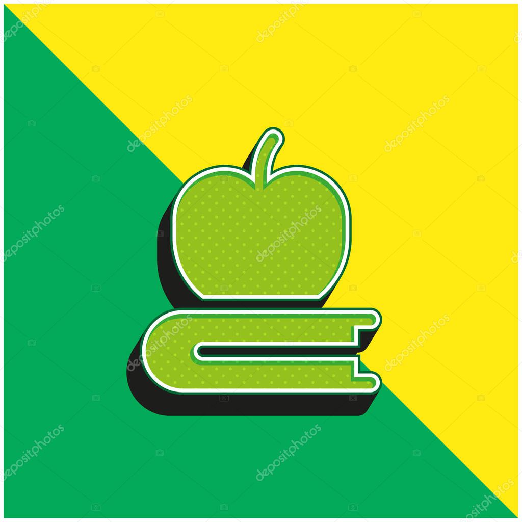 Book Green and yellow modern 3d vector icon logo