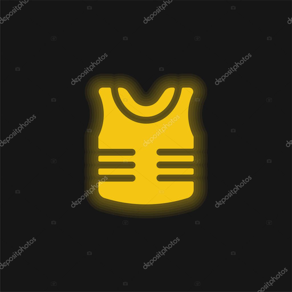 Armor yellow glowing neon icon