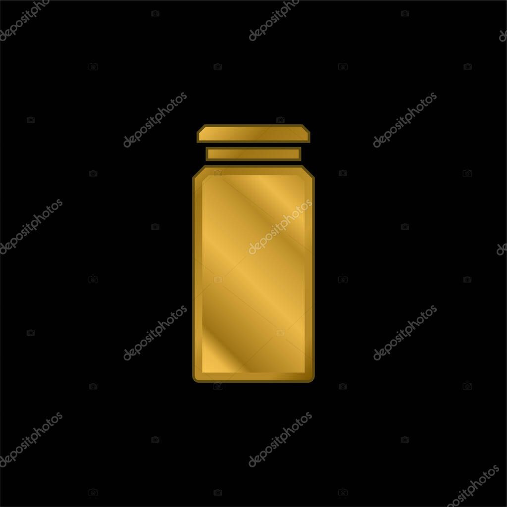 Bottle gold plated metalic icon or logo vector