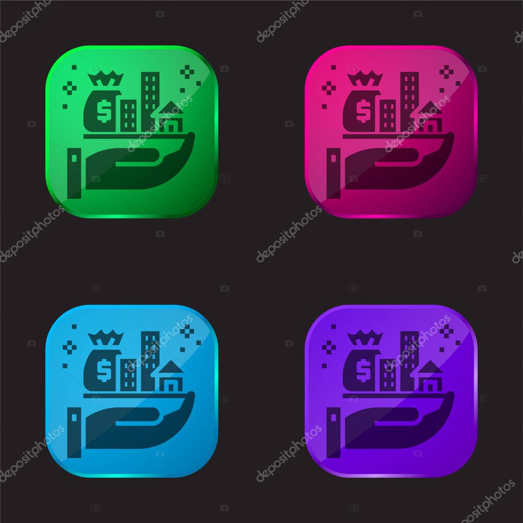 Assets four color glass button icon