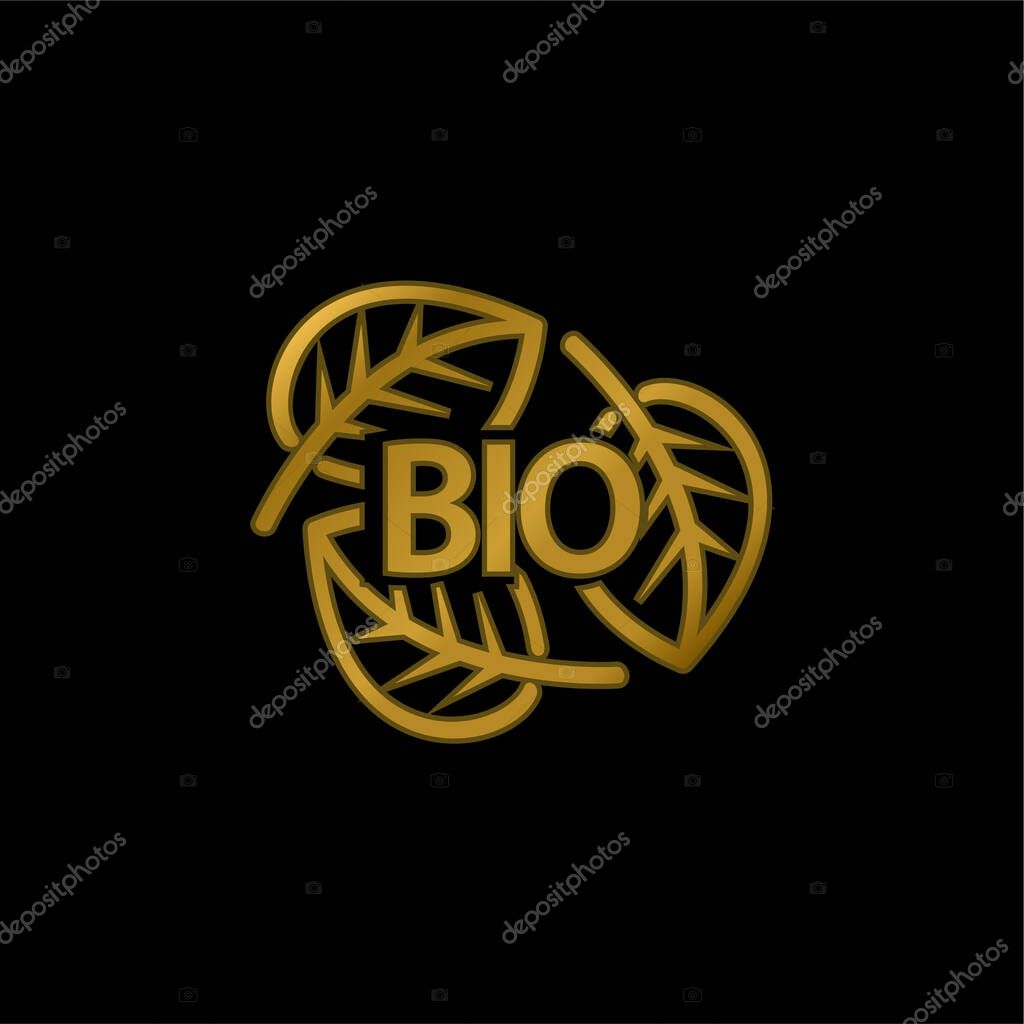 Bio Mass Eco Energy gold plated metalic icon or logo vector