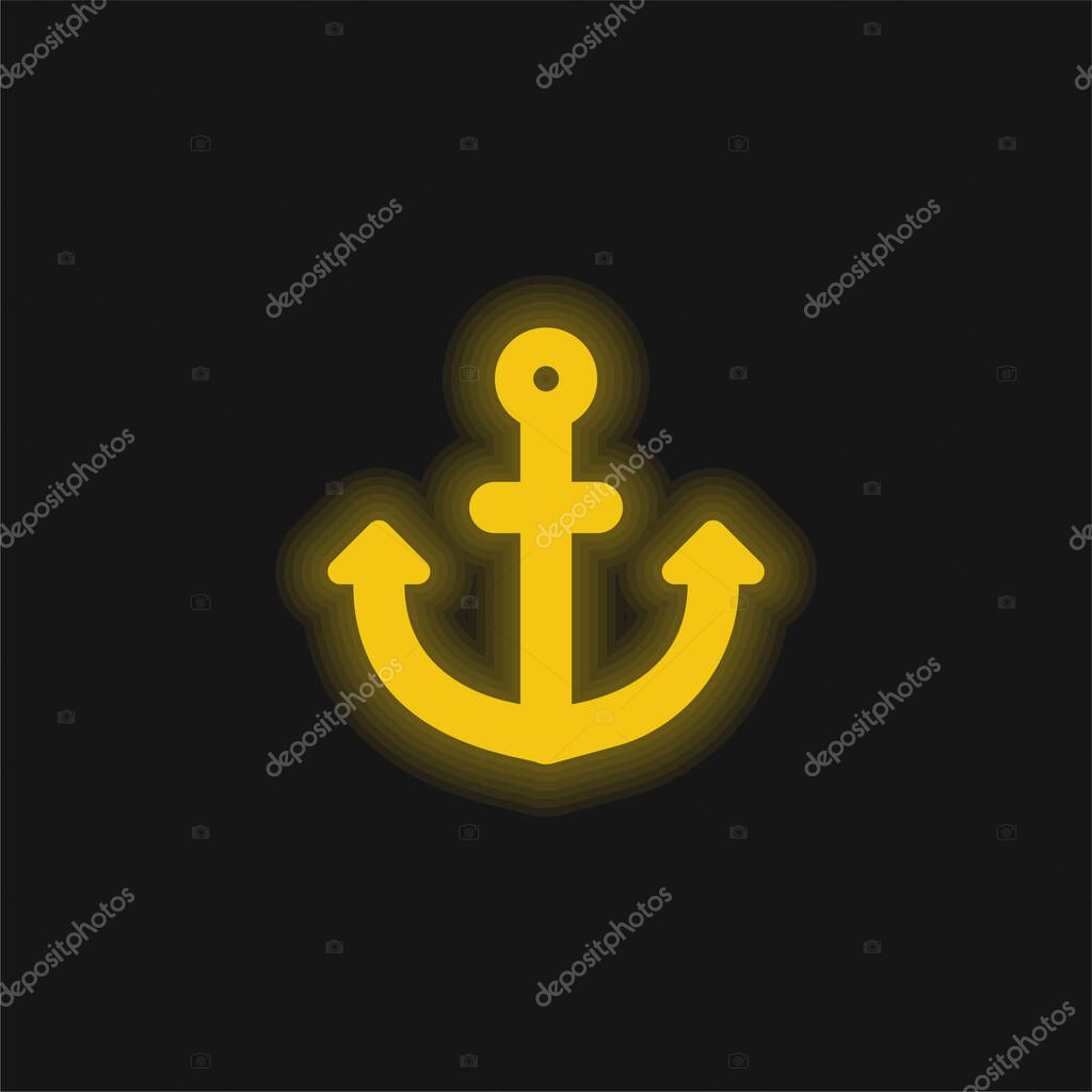 Anchor yellow glowing neon icon