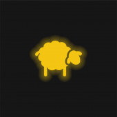 Černá Ovce žlutá zářící neon ikona