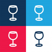 Big Wine Cup kék és piros négy szín minimális ikon készlet
