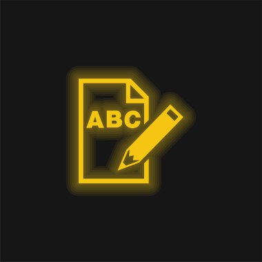 Kalem Arayüzü Sembollü Kağıt Kağıt üzerinde ABC Harfleri Parlayan neon simgesi