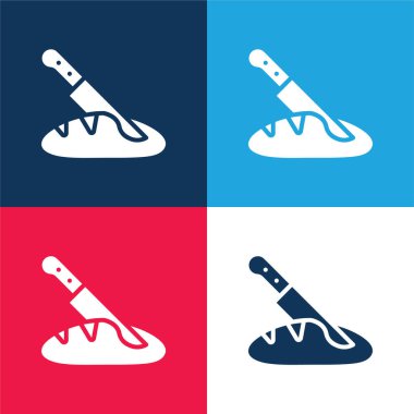 Ekmek mavisi ve kırmızı dört renk minimal simge kümesi