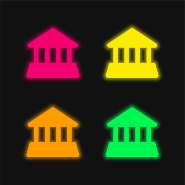 Dört renk parlayan neon vektör simgesini kaydet