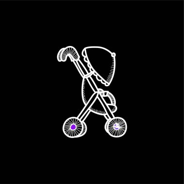 Baby Cart With An Umbrella blue gradient vector icon clipart