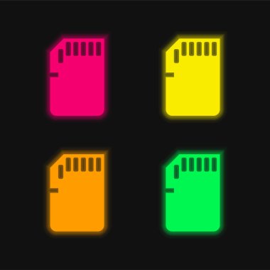 Big SD Card four color glowing neon vector icon clipart
