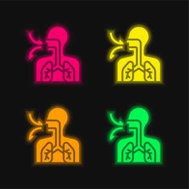 Dört renkli parlak neon vektör simgesi solu