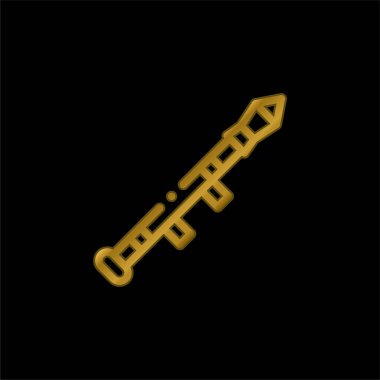 Bazooka gold plated metalic icon or logo vector clipart