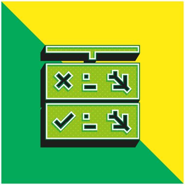 Biniş Zamanı Yeşil ve Sarı 3D vektör simgesi