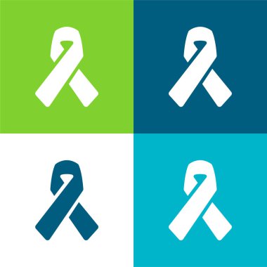 Farkındalık Kurdelesi Düz 4 renk simgesi seti