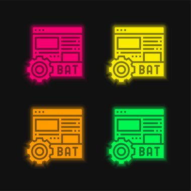 Dört renk parlayan neon vektör simgesi