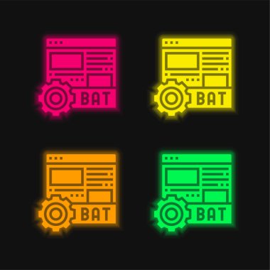 Batch four color glowing neon vector icon clipart
