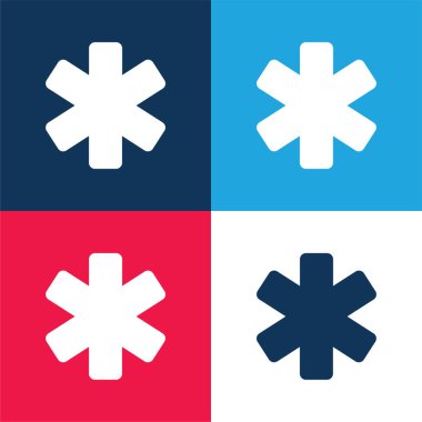 Asterisk mavi ve kırmızı dört renk en küçük simge kümesi