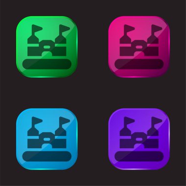 Bouncy Castle four color glass button icon clipart