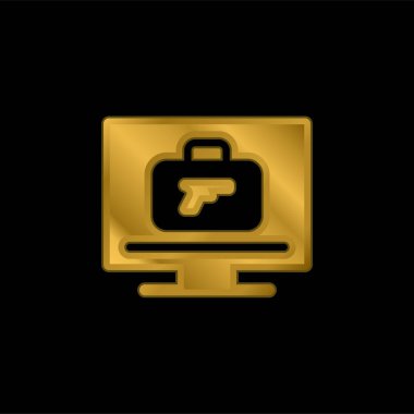 Havaalanı X Ray Makinesi altın kaplama metalik simge veya logo vektörü