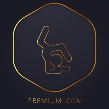 Sanatsal Jimnastikçi Siluet Altın Çizgi prim logosu veya simgesi