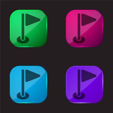 Kuş dört renkli cam düğme simgesi