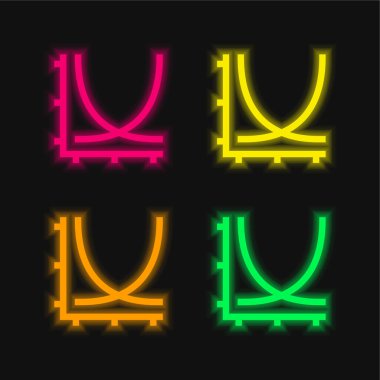 Eksen dört renk parlayan neon vektör simgesi