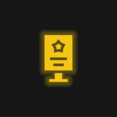 Reklam sarı parlayan neon simgesi