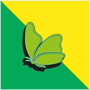 Big Wing Butterfly Green and yellow modern 3d vector icon logo clipart