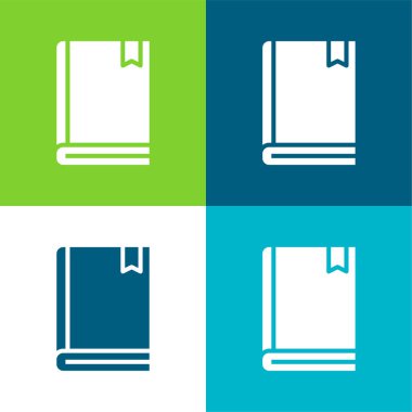 Kitap Düz 4 renk minimal simgesi seti