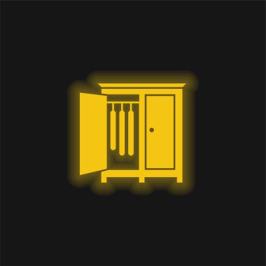 Yatak Odası Dolabı Yan Kapısı Asılacak Sarı Parlak Neon ikonuyla