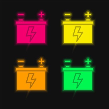 Pil dört renk parlayan neon vektör simgesi