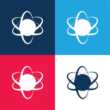 Atom Symbol blue and red four color minimal icon set clipart