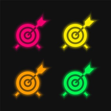 Dört renk parlayan neon vektör simgesi