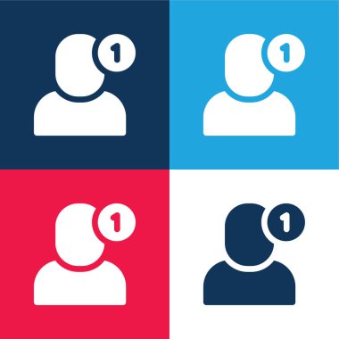 Arkadaş mavi ve kırmızı dört renk minimal simgesi seti ekle