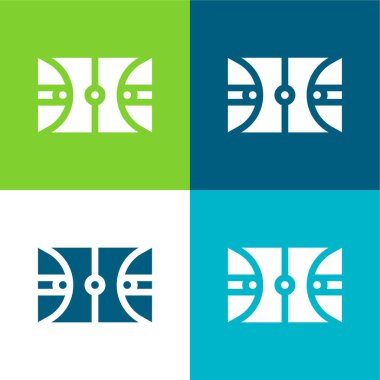 Basketbol sahası Düz 4 renk minimal simgesi seti