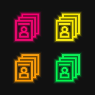 Oylama dört renk parlayan neon vektör simgesi
