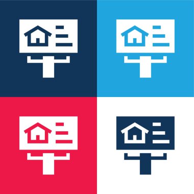 Billboard blue and red four color minimal icon set clipart