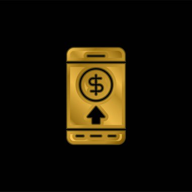 Banka Aktarım Altın kaplama metalik simge veya logo vektörü
