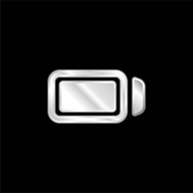 Battery Full silver plated metallic icon clipart
