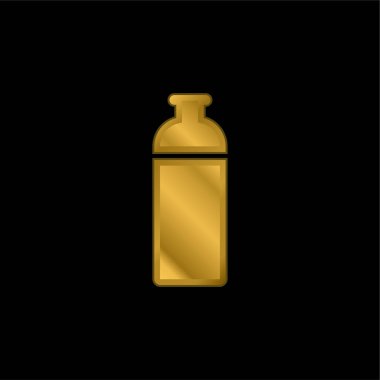 Şişe altın kaplama metalik simge veya logo vektörü