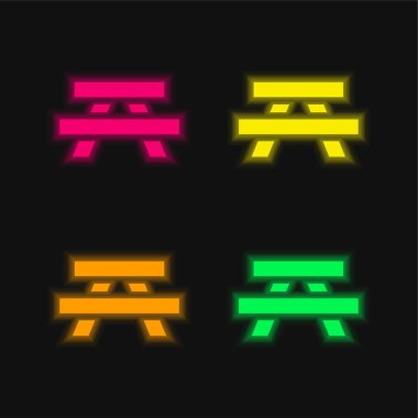Neon vektör simgesi parlayan dört renk benç