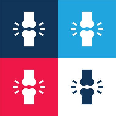 Kemikler mavi ve kırmızı dört renk minimal simge kümesi