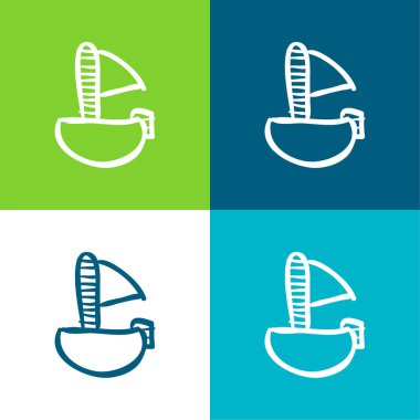 Boat Of Toy Flat four color minimal icon set clipart