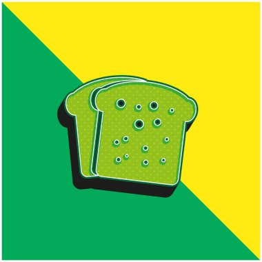Kahvaltı Ekmek Tostları Yeşil ve Sarı 3D vektör simgesi logosu