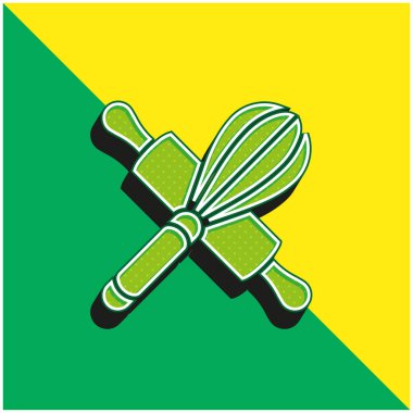 Fırın Yeşil ve Sarı modern 3D vektör simgesi logosu