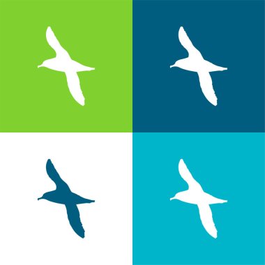 Albatros Kuş Şekli Düz 4 renk simgesi seti