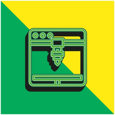 3d Yazıcı Yeşil ve Sarı 3d vektör simgesi