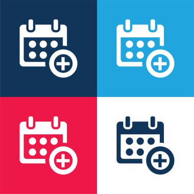 Add Calendar Symbol For Events blue and red four color minimal icon set clipart