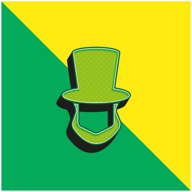 Abraham Lincoln Şapka ve Sakal Şekilleri Yeşil ve Sarı Modern 3D vektör simgesi logosu
